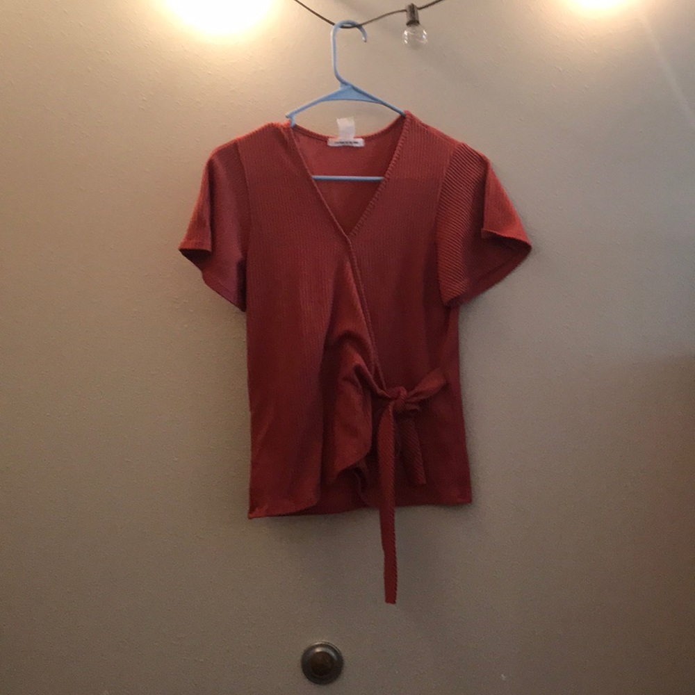 Light Burgundy Tie Wrap Top